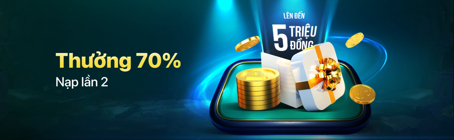 Thưởng 70% Lần Nạp Thứ Hai 9BET